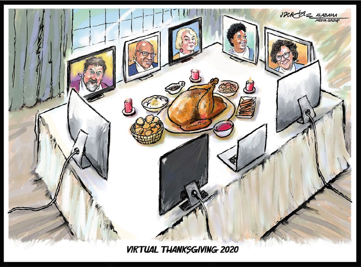 Who carves the turkey at a virtual Thanksgiving?